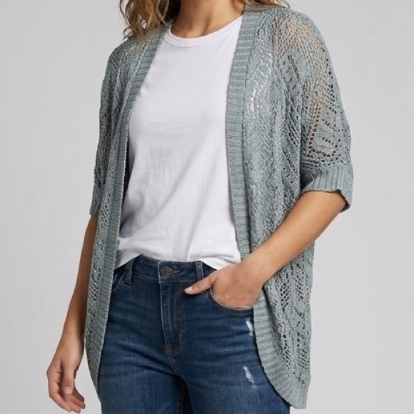 Pink Republic Sweaters - Teal Open Knit Women's Cardigan